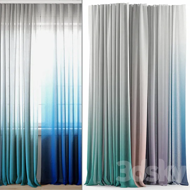 Curtains 129 | Pottery Barn Teen | Ombre Sheer Curtain 3DModel Curtains 129 | Pottery Barn Teen | Ombre Sheer Curtain 3DModel