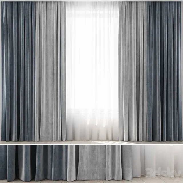 Curtains 18 (4 curtains and tulle) 3D Model Curtains 18 (4 curtains and tulle) 3D Model