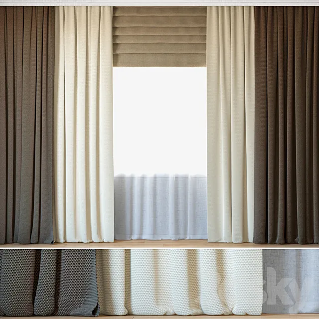 Curtains 28 | Curtains with Tulle | Rohi | Novum 3D Model Curtains 28 | Curtains with Tulle | Rohi | Novum 3D Model