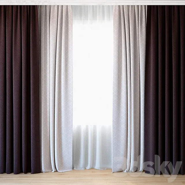 Curtains 31 | Curtains with tulle 3D Model Curtains 31 | Curtains with tulle 3D Model