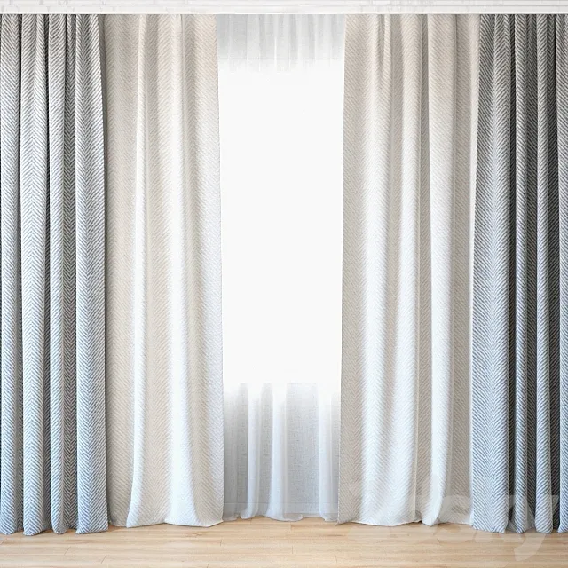 Curtains 32 | Curtains with tulle 3DModel Curtains 32 | Curtains with tulle 3DModel