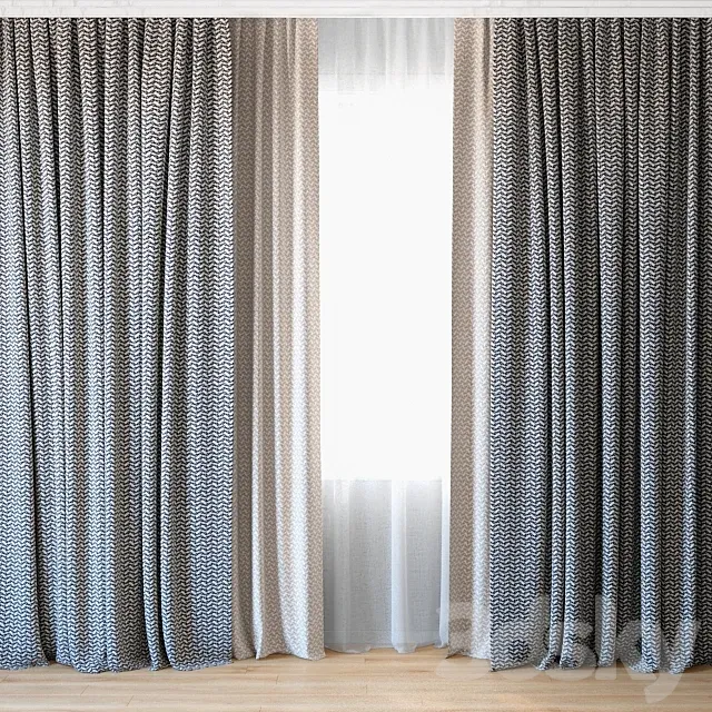 Curtains 35 | Curtains with tulle 3D Model Curtains 35 | Curtains with tulle 3D Model