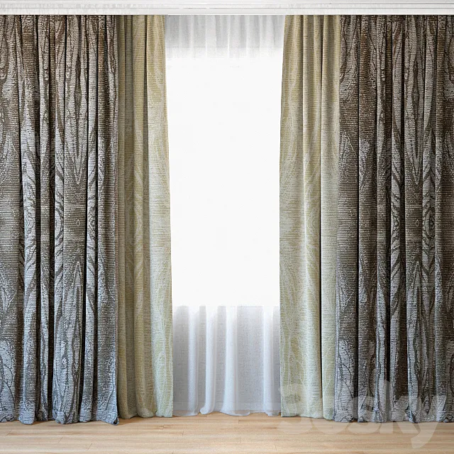 Curtains 37 | Curtains with tulle 3D Model Curtains 37 | Curtains with tulle 3D Model
