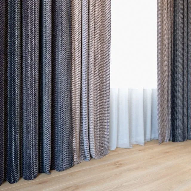 Curtains 40 Curtains with tulle 3D Model