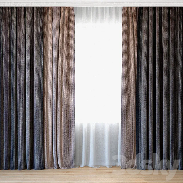 Curtains 40 | Curtains with tulle 3D Model Curtains 40 | Curtains with tulle 3D Model