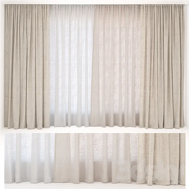 Curtains 43 Linen 3D Model Curtains 43 Linen 3D Model