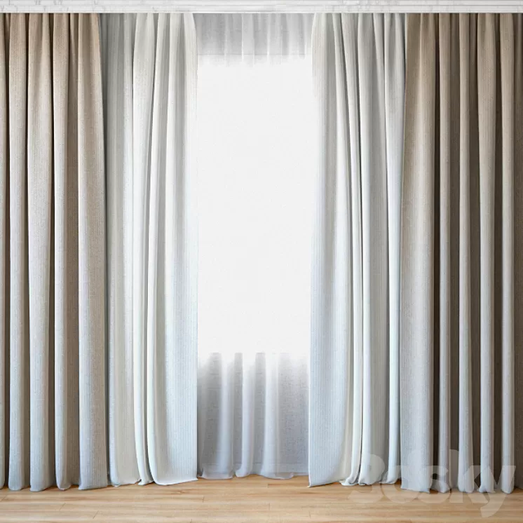 Curtains 46 | Curtains with tulle 3D Model Curtains 46 | Curtains with tulle 3D Model