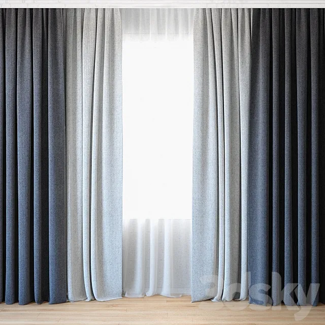 Curtains 47 | Curtains with tulle 3D Model Curtains 47 | Curtains with tulle 3D Model