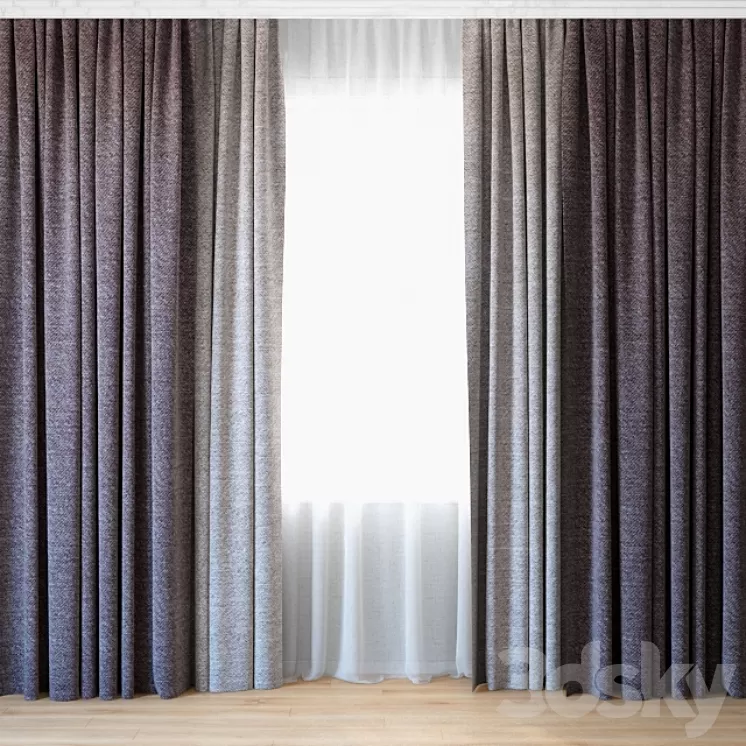 Curtains 60 | Curtains with tulle 3D Model Curtains 60 | Curtains with tulle 3D Model