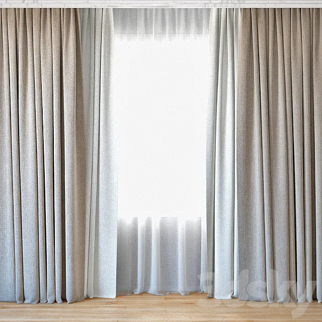 Curtains 64 | Curtains with tulle 3D Model Curtains 64 | Curtains with tulle 3D Model
