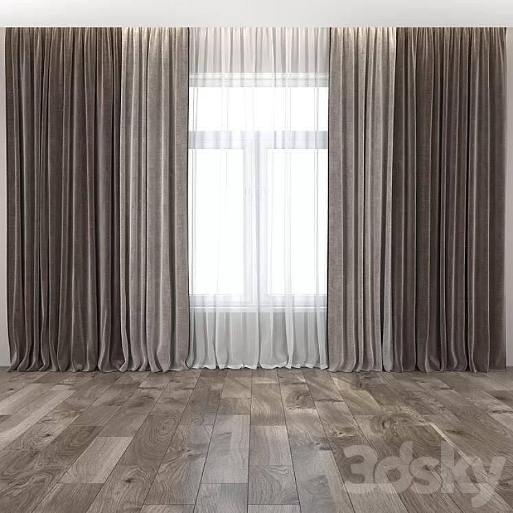 Curtains and tulle 14 3D Model
