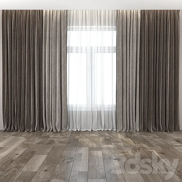 Curtains and tulle 14 3D Model Curtains and tulle 14 3D Model