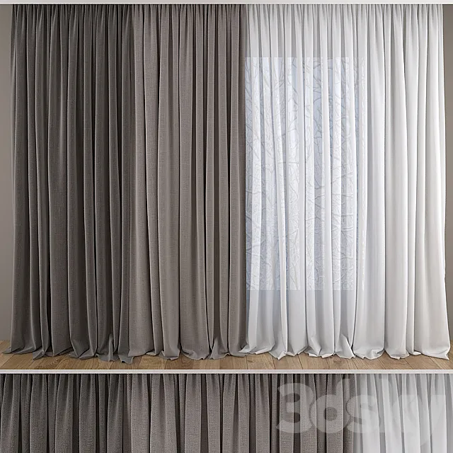 Curtains and tulle 3D Model Curtains and tulle 3D Model