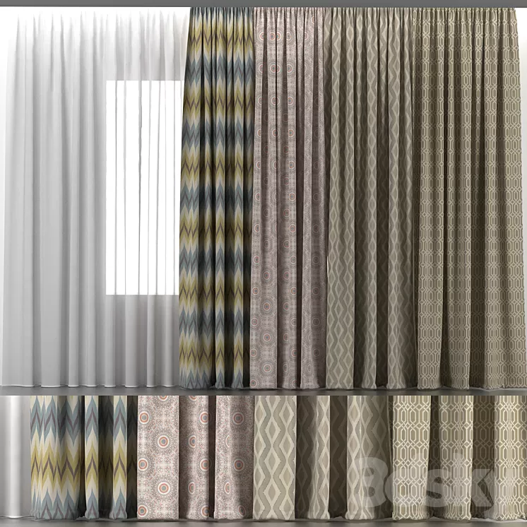 Curtains and tulle 5 3D Model Free Download