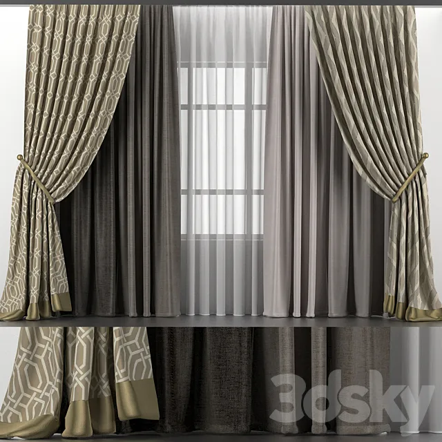Curtains and tulle 9 3D Model