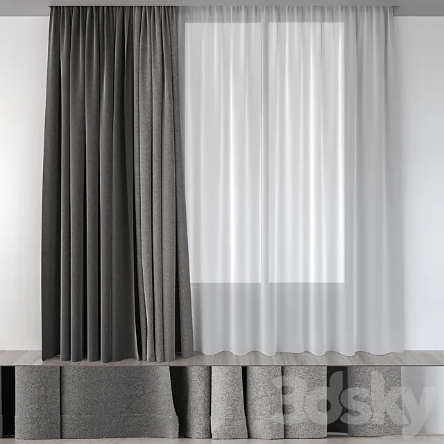 Curtains are gray 3D Model Curtains are gray 3D Model