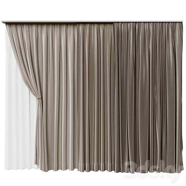 Curtains beige 3D Model Curtains beige 3D Model