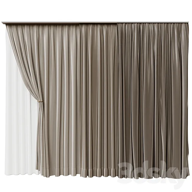 Curtains beige 3DModel Curtains beige 3DModel