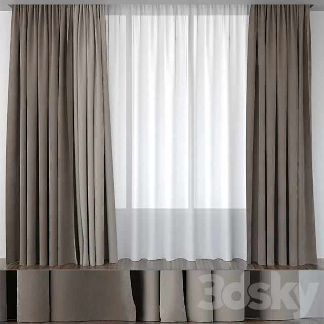 Curtains beige-brown 3DModel Curtains beige-brown 3DModel