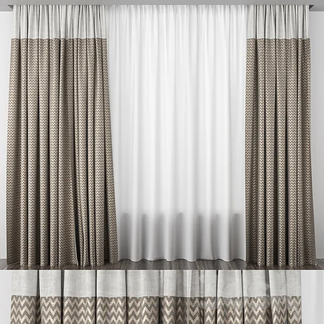 Curtains brown with gold 3D Model Curtains brown with gold 3D Model