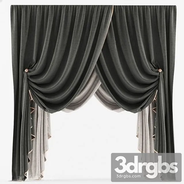 Curtains Classic BW 3D Model 3D Model Download