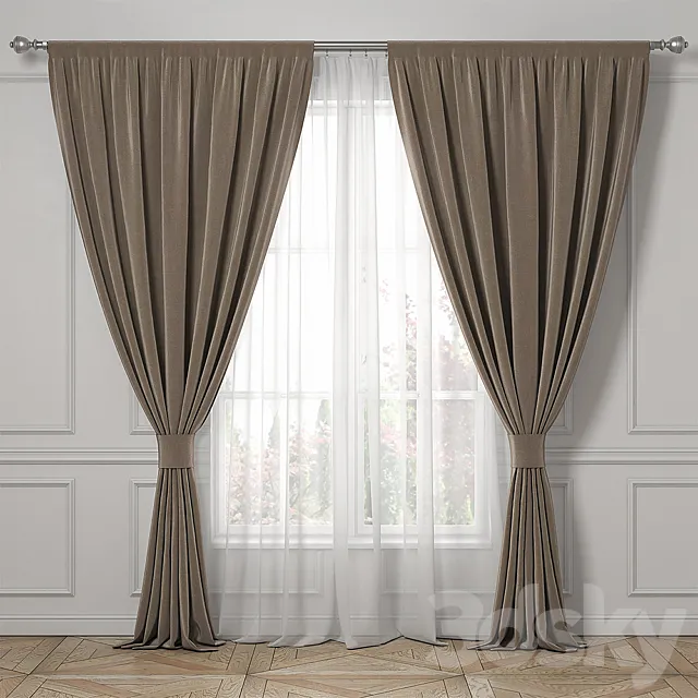 Curtains classic style. 3D Model