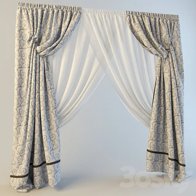 curtains double 3DModel curtains double 3DModel