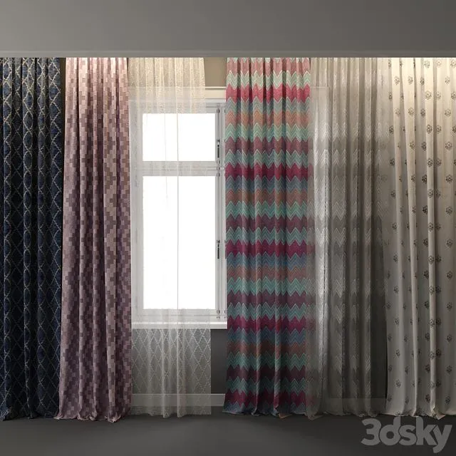 Curtains For interiors with a window – 2 3D Model Curtains For interiors with a window – 2 3D Model