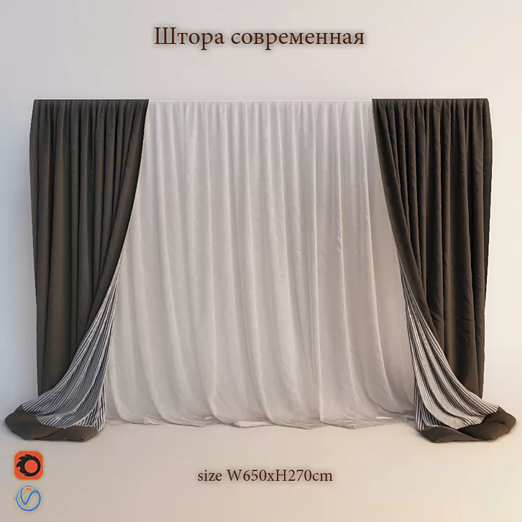 Curtains for the bedroom 3D Model