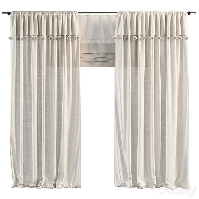 Curtains for the children`s room 3D Model Curtains for the children`s room 3D Model