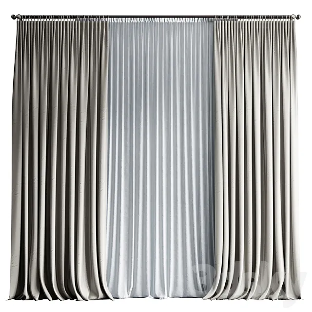 Curtains Goblet Style 3D Model Curtains Goblet Style 3D Model