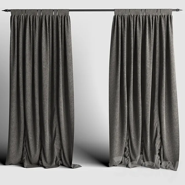 Curtains gray 3D Model