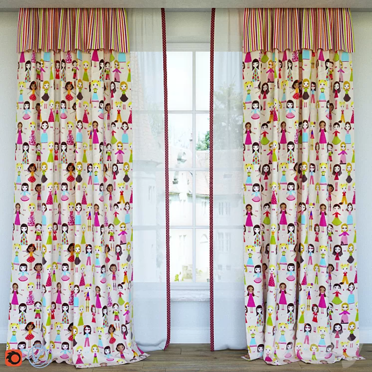 Curtains in Children 3D Model