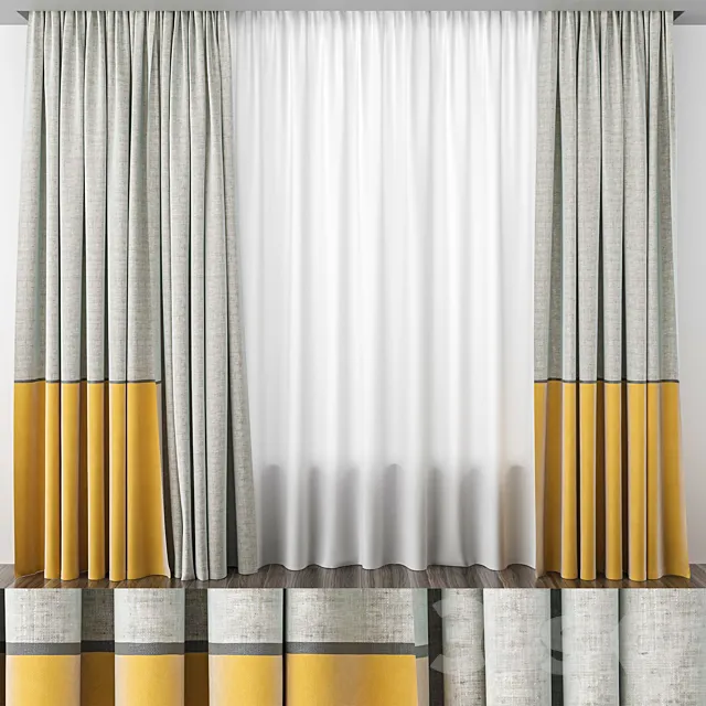 Curtains in the nursery yellow-gray 3D Model Curtains in the nursery yellow-gray 3D Model