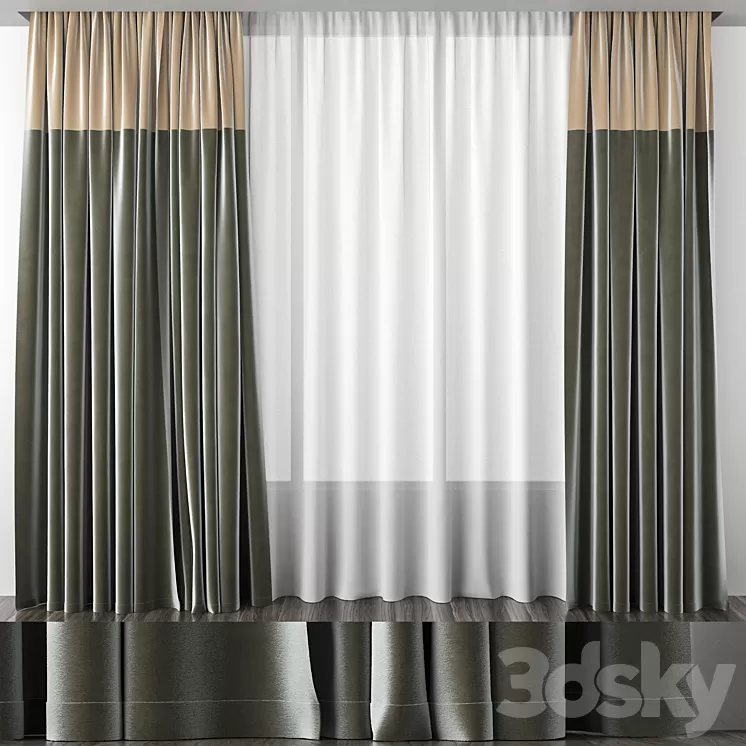 Curtains olive 50/50 3D Model Curtains olive 50/50 3D Model
