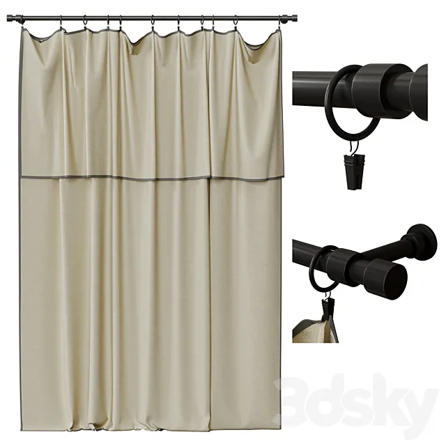 Curtains on clothespins 3D Model