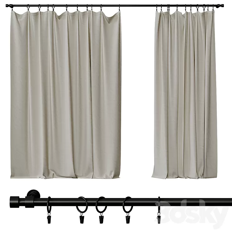 Curtains on clothespins 3D Model Free Download