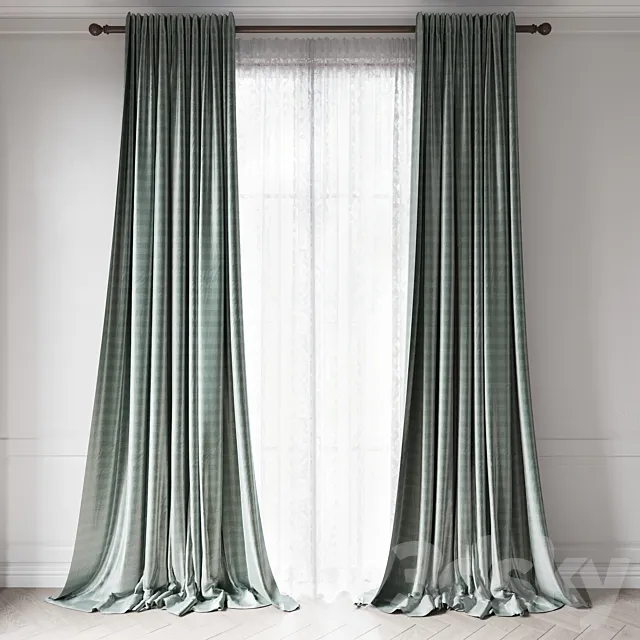 curtains RH _ THAI SILK TONAL STRIPE 3D Model curtains RH _ THAI SILK TONAL STRIPE 3D Model