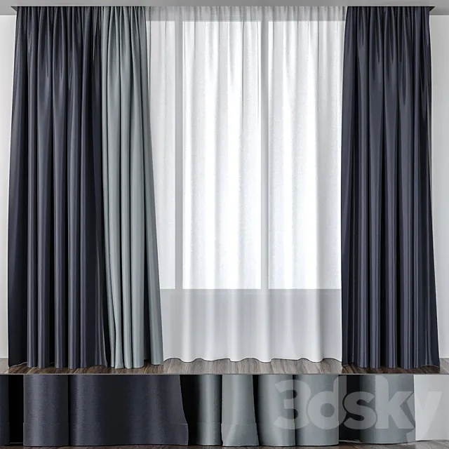 Curtains the evening sky BlackOut 3D Model Curtains the evening sky BlackOut 3D Model