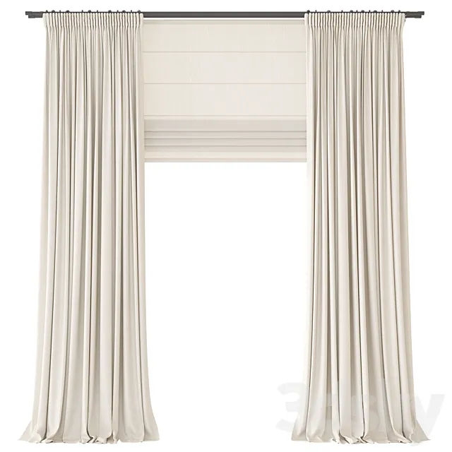 Curtains. Thick light flax 3D Model Curtains. Thick light flax 3D Model