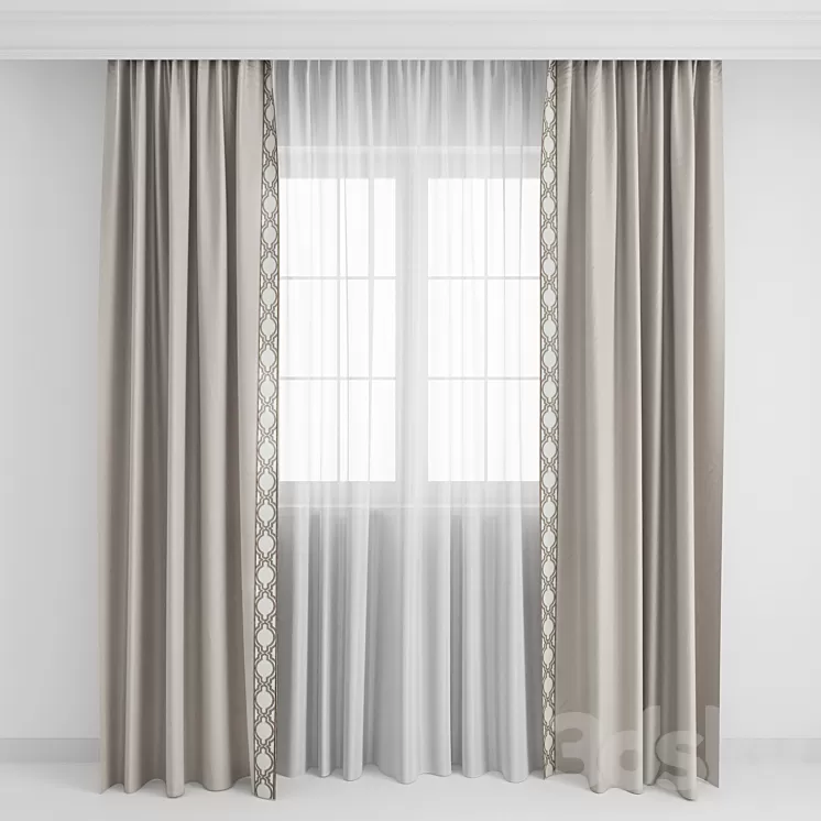 Curtains with a border1 3D Model Curtains with a border1 3D Model