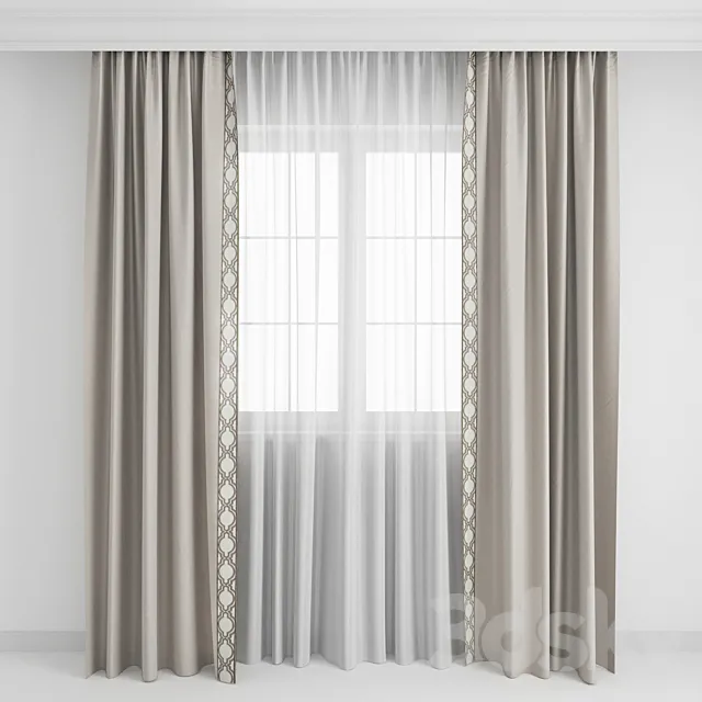 Curtains with a border1 3DModel Curtains with a border1 3DModel