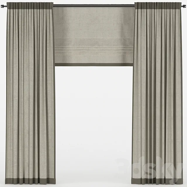 Curtains with a Roman curtain. 3D Model Curtains with a Roman curtain. 3D Model