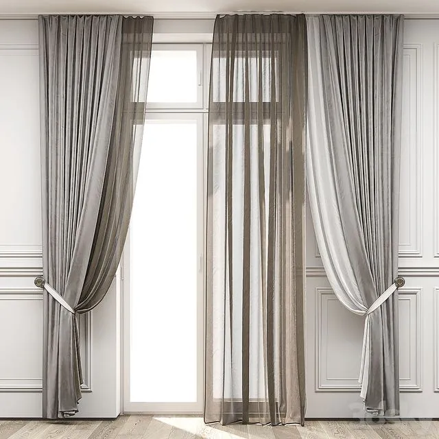 Curtains with balcony doors 512 3D Model Curtains with balcony doors 512 3D Model