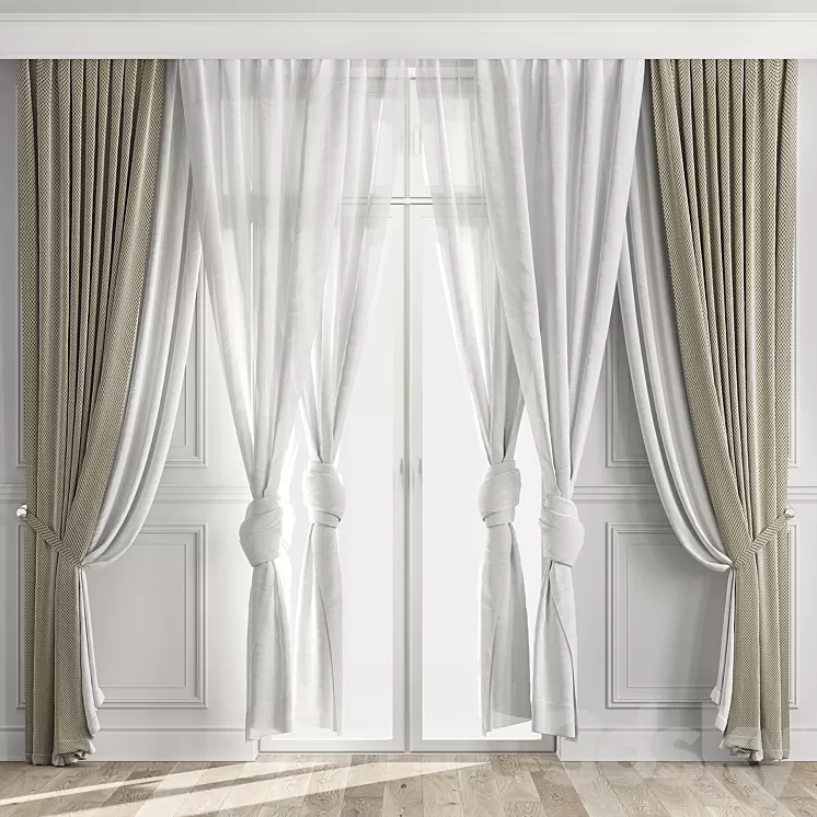 Curtains with balcony doors 512C 3D Model Free Download