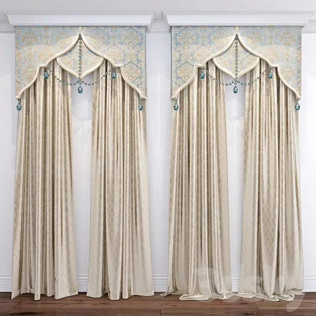 curtains with bandeau 3DModel curtains with bandeau 3DModel