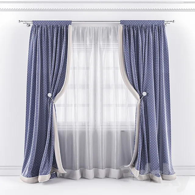 Curtains with clips. 3D Model