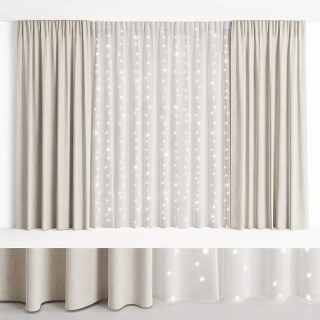 Curtains with garland NG1 3D Model Curtains with garland NG1 3D Model