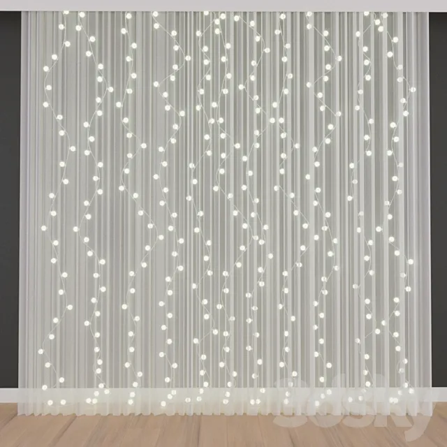 Curtains with garlands 3D Model Curtains with garlands 3D Model