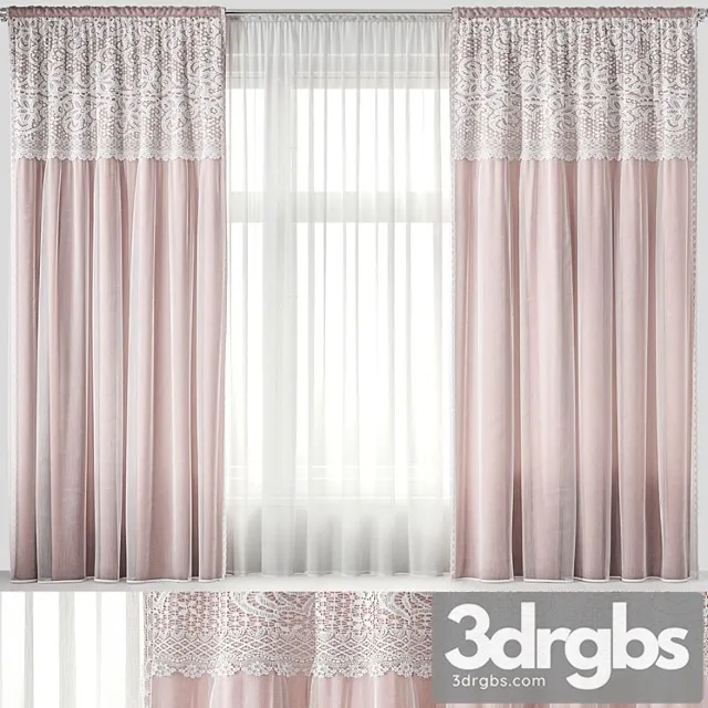 Curtains with Lace 3D Model Download